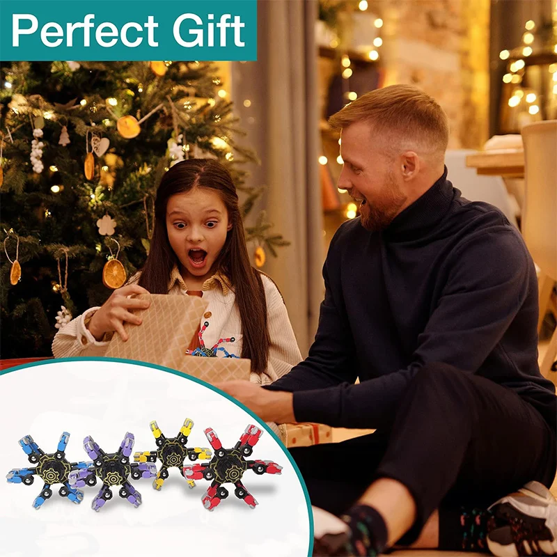 OEM Deformed Fingertip Mechanical Spinning Gyro Rotating Transformable Robot Spinner Toy Transformable Chain Fidget Spinner