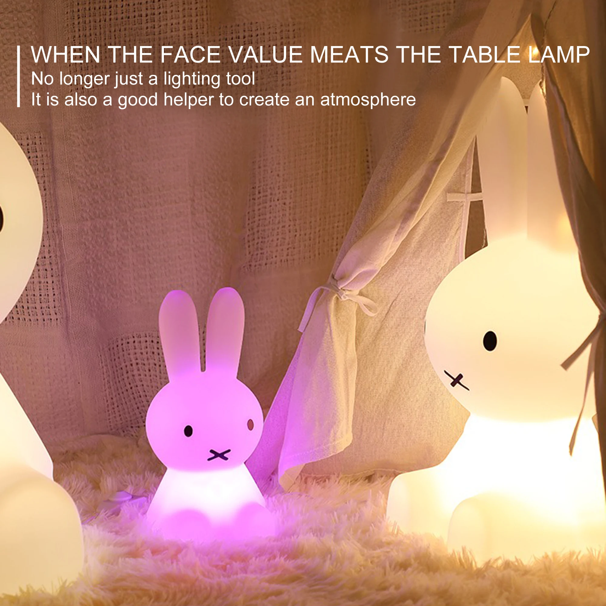 Colorlife NEW Rabbit Miffi Decoration LED Night Light Bedside Sleeping Baby Cartoon Table lamp