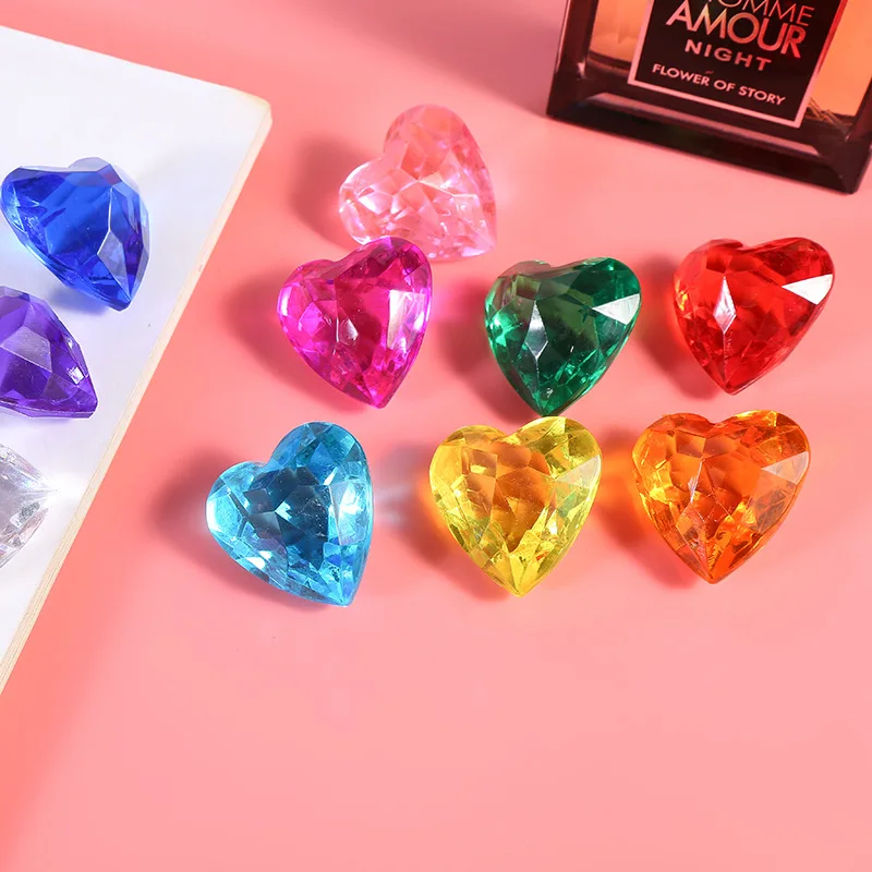 Wholesale 40MM Heart Shape Glass Beads Octagonal Acrylic Plastic Lucite Beads Crystal Beads for Jewelry Making