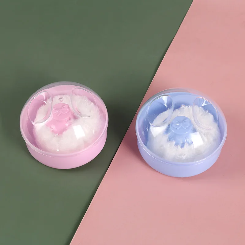 Round PP material Body Baby Face Comfortable Sponge Infant Puff Box Powder Case for sale