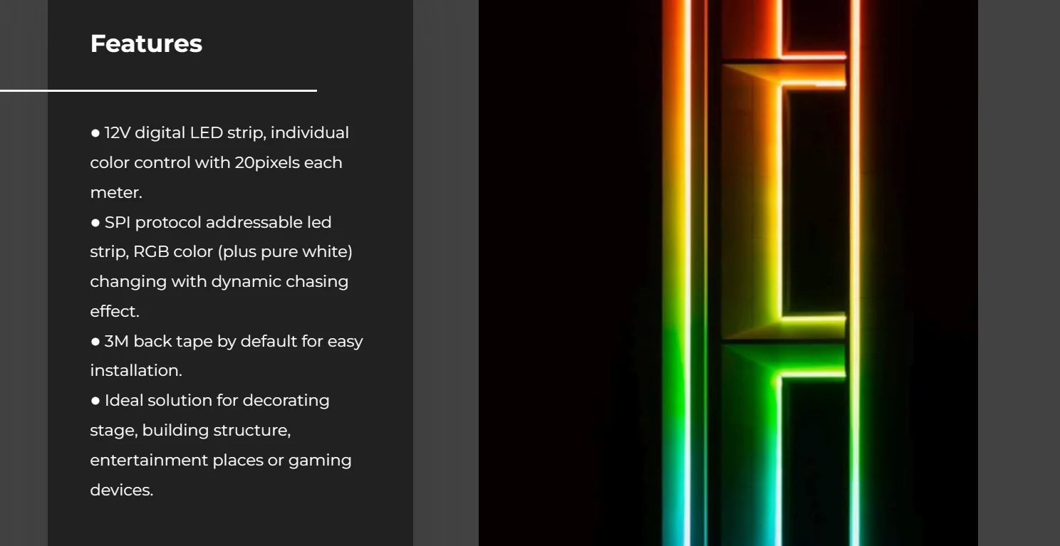 Wholesale Cost 20 pixels 12V RGBW 5050 4 in 1 Light Strip LED for Gaming Room