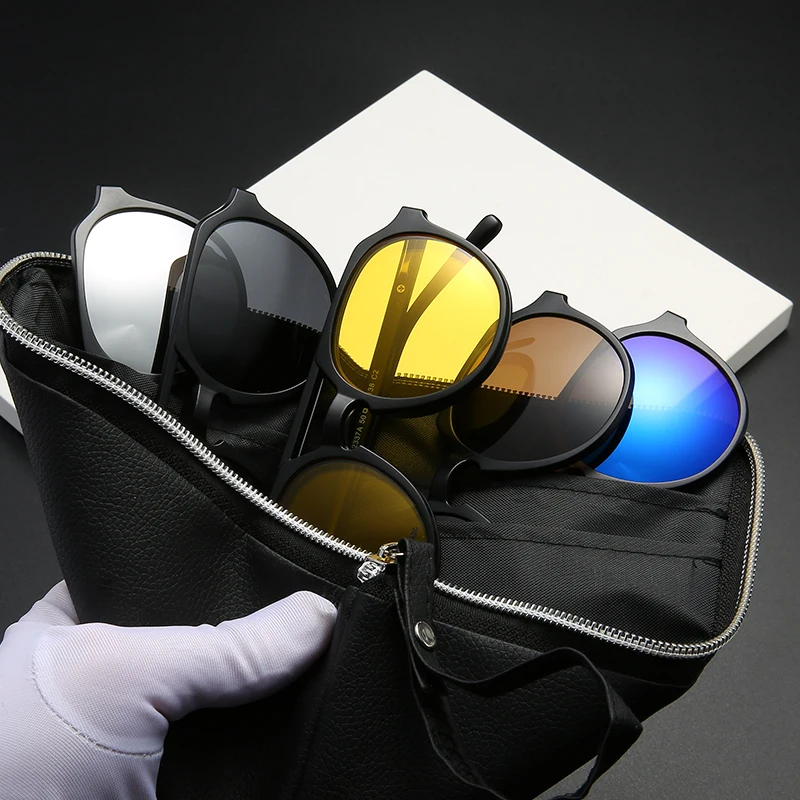 Fashion Unisex Woman Man Magnet Clip On Polarized Shades Sun Glasses Sunglasses Set