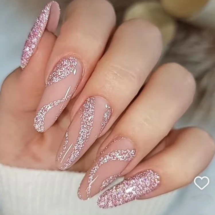 New trend shiny acrylic nails wholesale long coffin acrylic press on nails