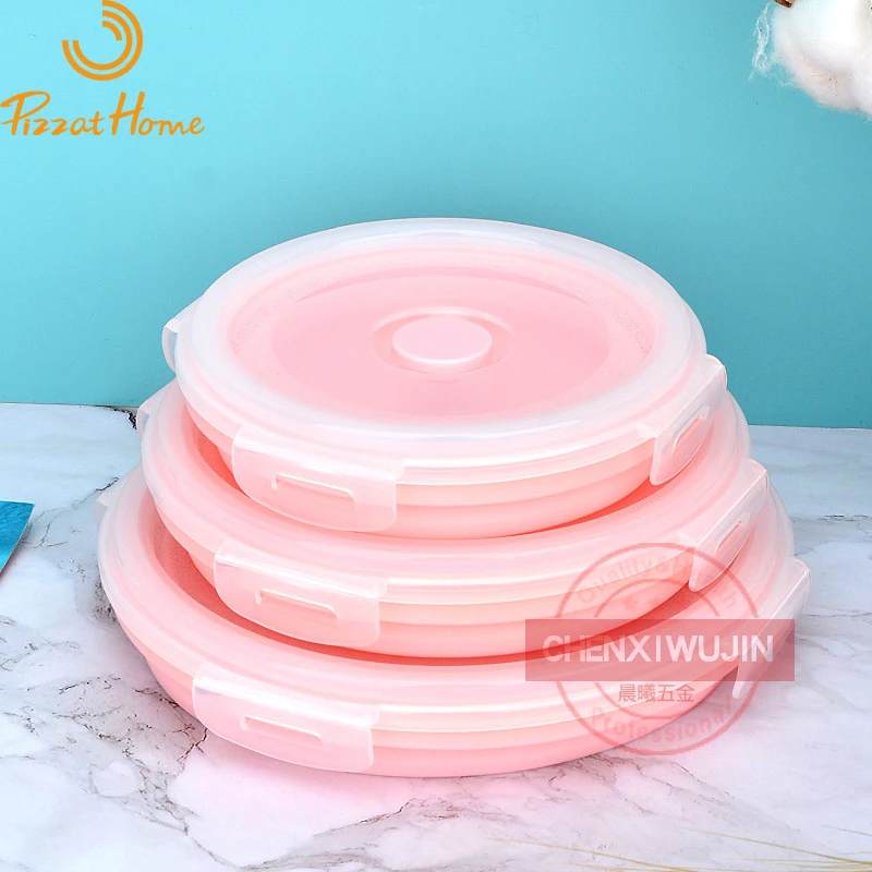 Silicone Foldable Lunch Box 4 Pieces Set Bento Microwave Safe Bowl Portable Camping Food Storage Container PP Cover