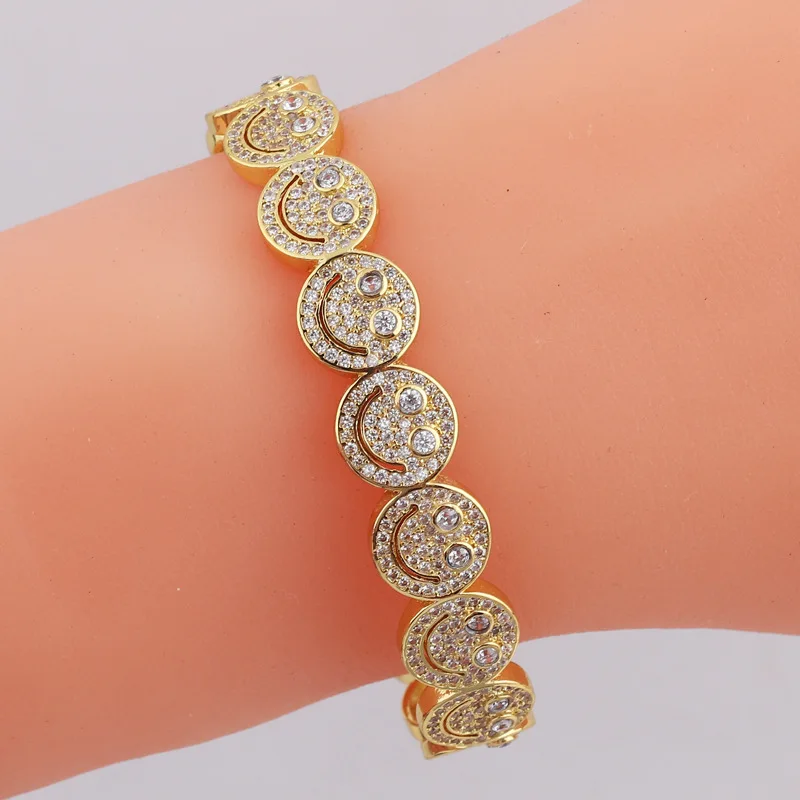 Funny Gold Colorful Happy Smile Face Cuff Smiley Bracelet & Bangles