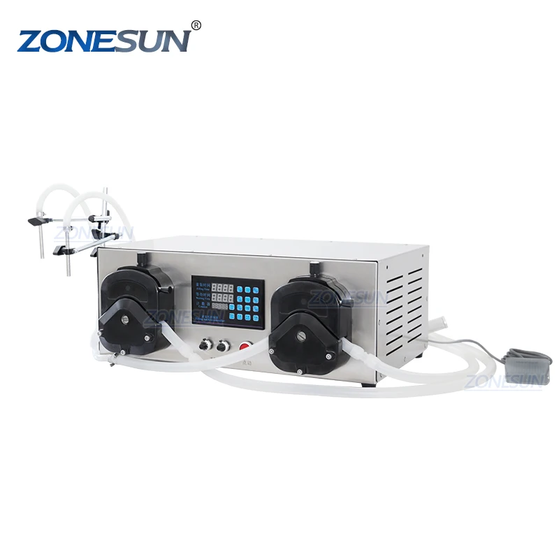 ZONESUN ZS-YTPPR2 Large Flow Desktop Semi Automatic Double Head Peristaltic Pump Liquid Bottle Filling Machine
