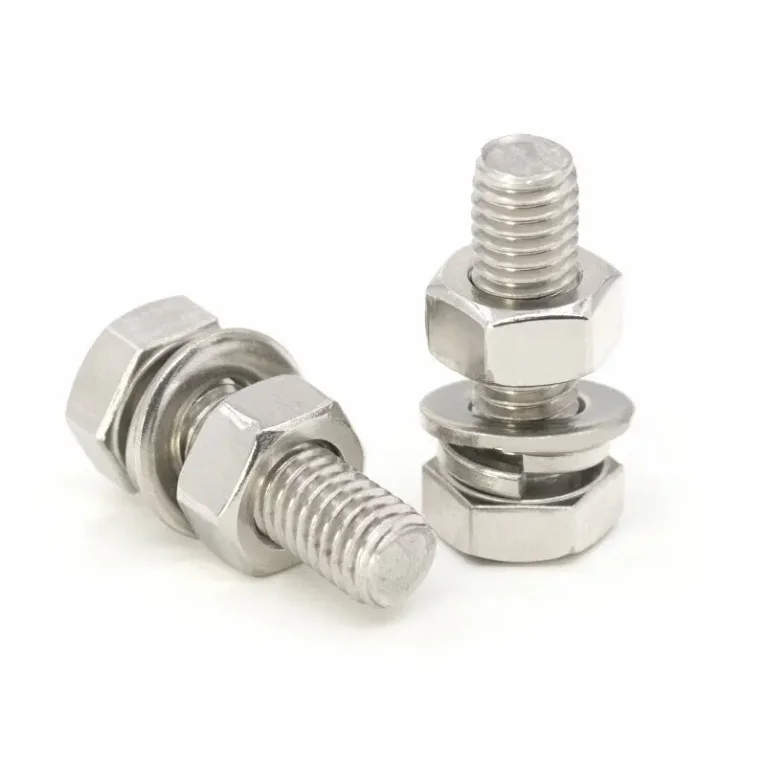 Stainless Steel SS A2-70 A2-80 A4-70 A4-80 Combination of Hex Bolt and Nut with Plain Washer and Spring Washer