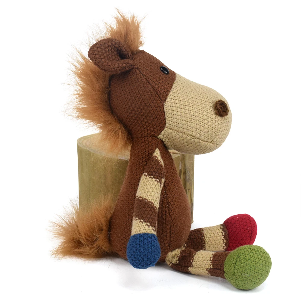 New Fabric Stuffed Animal Toy Dolls Horse Elephant Deer Bunny Bear Pig Animal Crochet Woven Doll