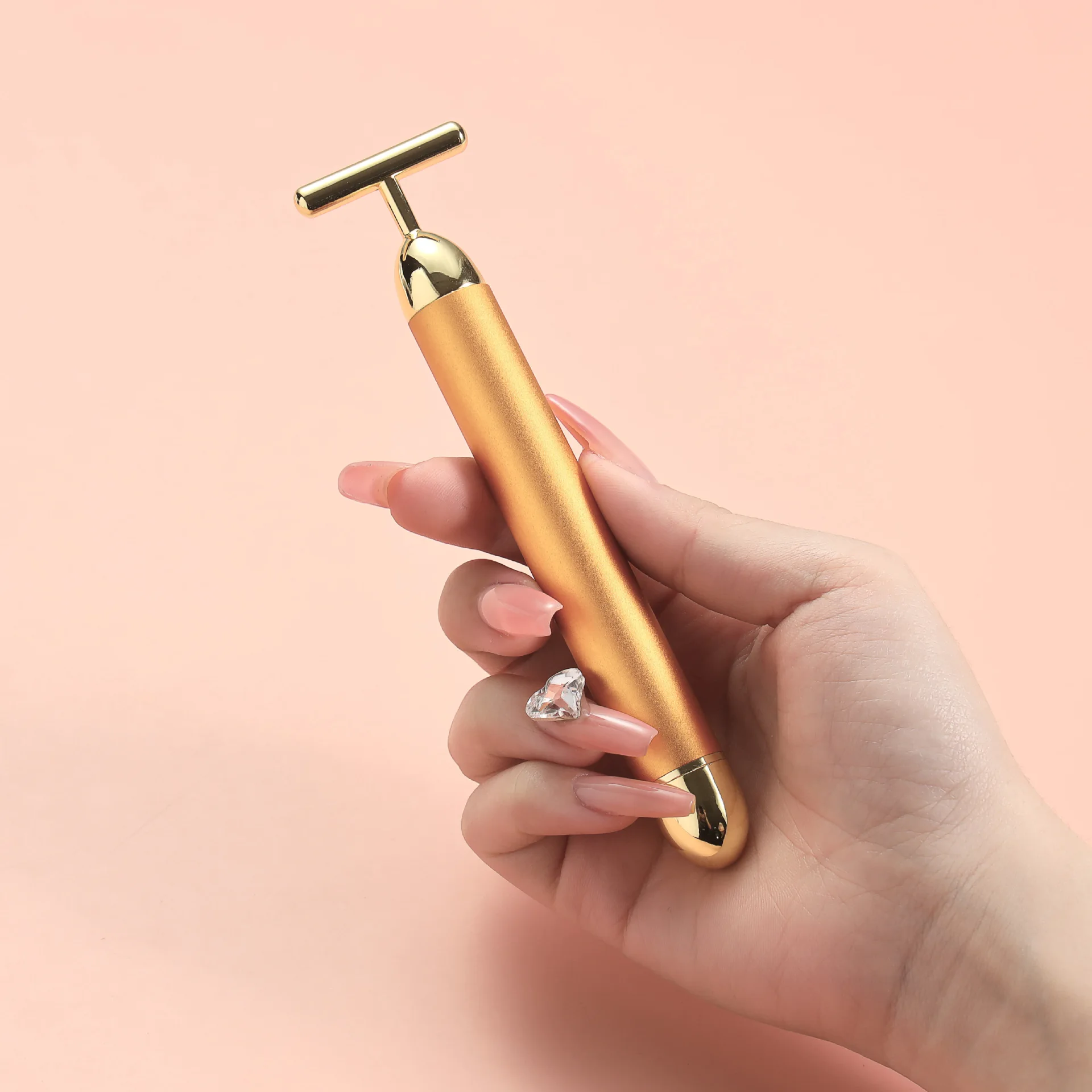 24K Gold Facial Massage Roller Electric steel roller massage  for face Skin Tightening Vibrating Sonic roller massage