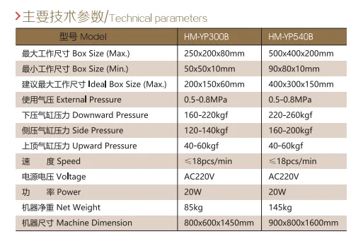 HM-YP540B Box Pressing Machine Rigid Box Making Line Manufacturing Process