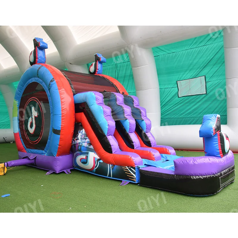 Commercial Grade Inflatable Bouncer With Slide TikTok Themed Inflatable Slide With Blower For Sale