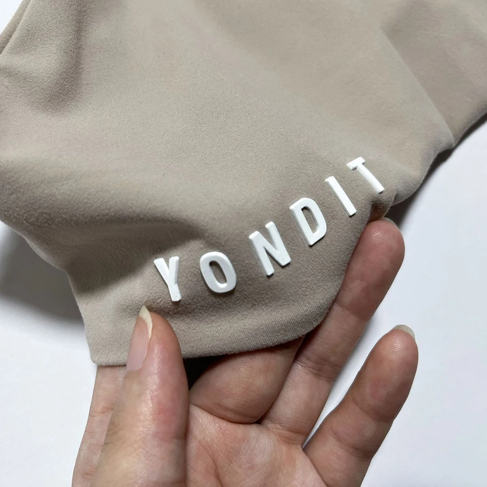 Custom Rubber 3D Raised Effect Brand Name Embossing Logo Iron On Clothing Label Silicone Heat Transfer Printing