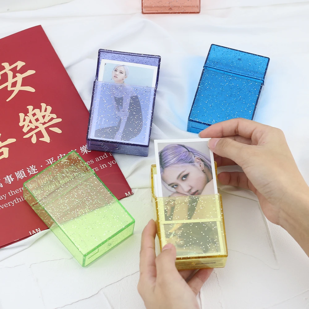 Clear plastic glitter storage box for Photos/Idol card/Playing Card Online wholesale