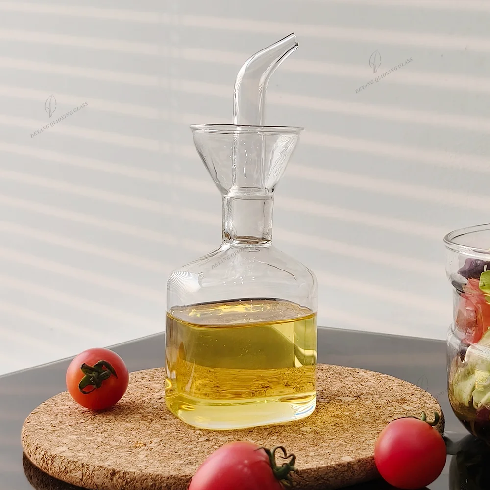 High borosilicate glass bottle oil and vinegar soy sauce dispenser Liquid Condiment Container with Drip-free Spouts