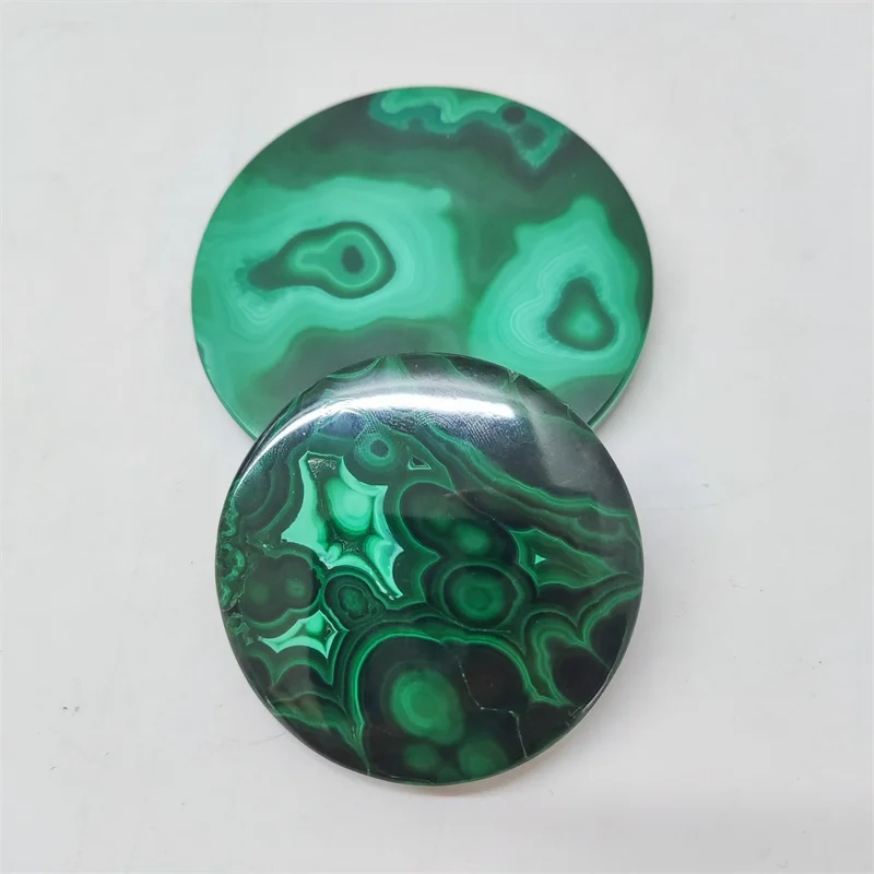 Natural Healing Gemstone Crystal Craft Smooth-Faced Malachite Wafer For Home Decoration