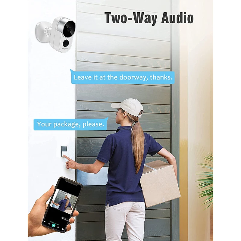 Solar Power Security Camera System Rechargeable Battery 2-Way Audio Outdoor Solar Wireless Surveillance Camera