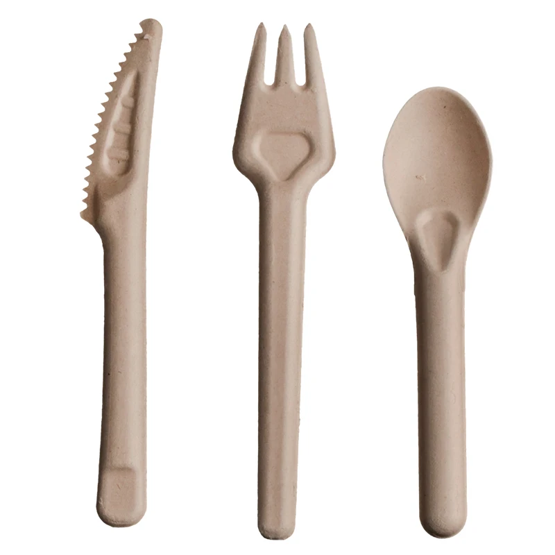 Wholesale Compostable Biodegradable Disposable Bagasse Sugarcane Pulp Cutlery Knife Fork Spoon Suppliers