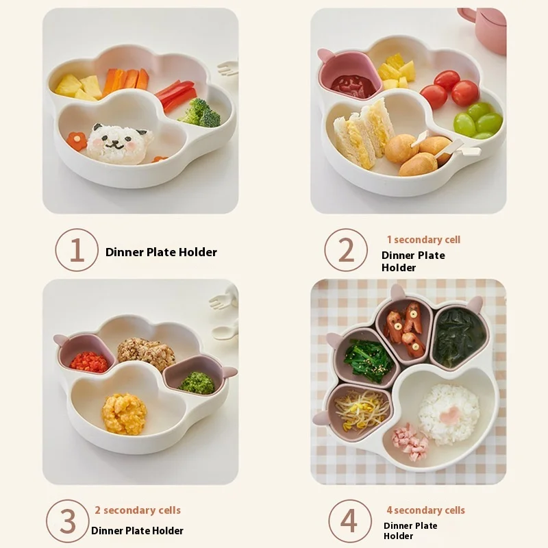 Factory Price Hot Selling Silicone Cat Claw Divided Plates Baby Independent Feeding Training Tableware Dishes Silicon Baby Plate