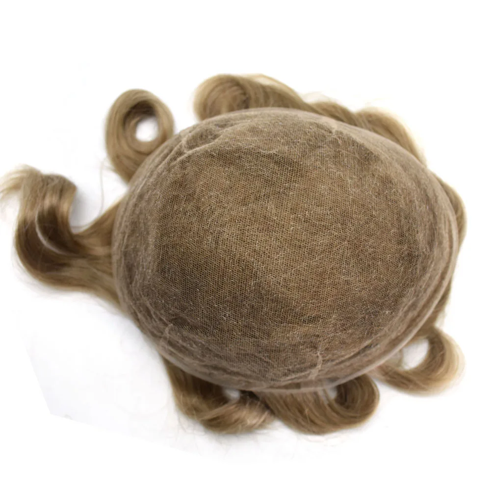 
JRX Wholesale New Arrival Men Hair Blond Toupee Human Hair Wig Replacement Indian Men Wig 