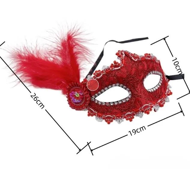 Wholesale Halloween Holiday ball face mask masquerade party mask with feather