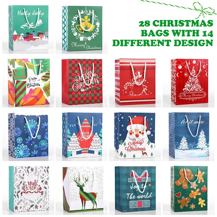 Eco Friendly Large Kids Birthday Merry Christmas Paper Bag Party Gift Bag For Gift
