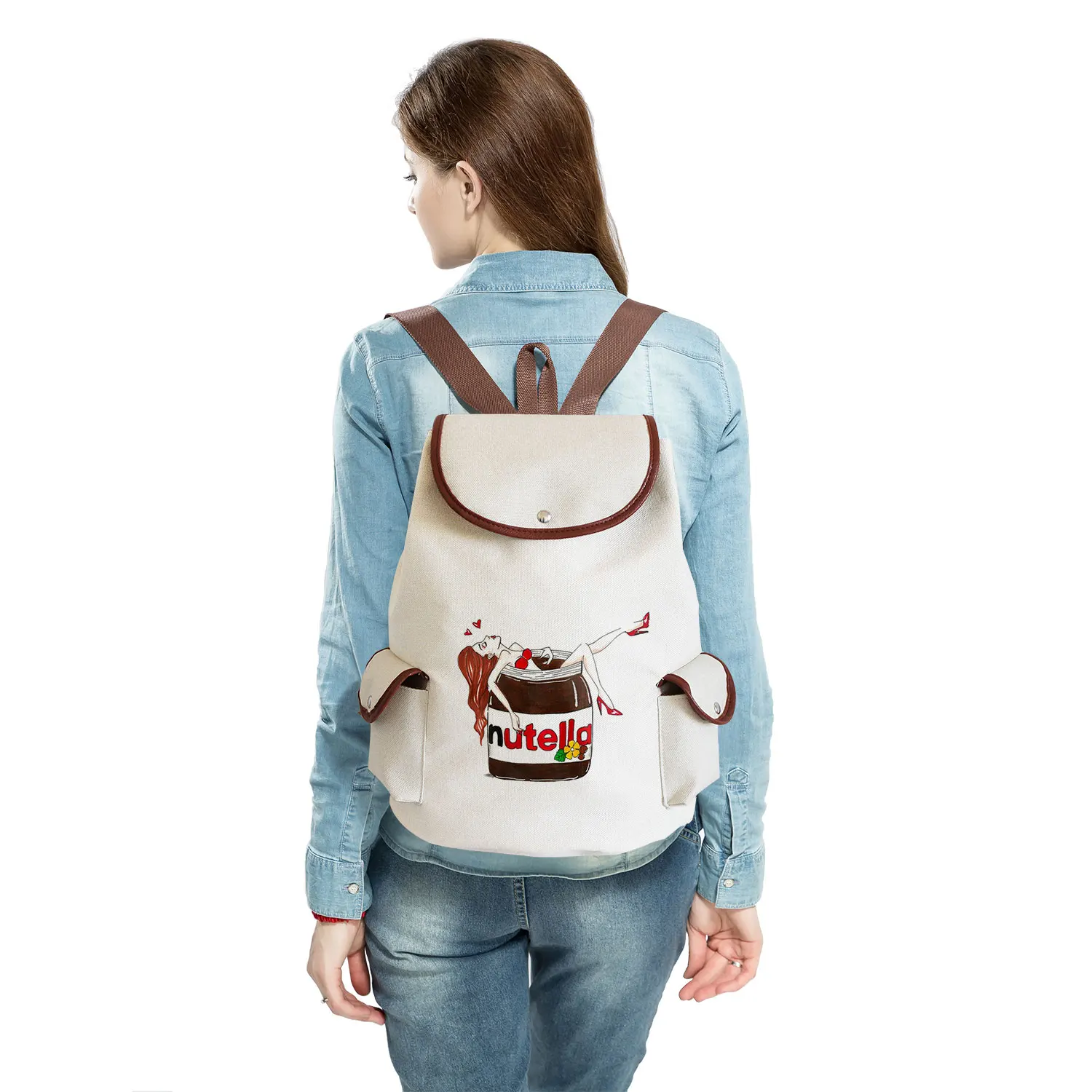 MIYAHOUSE Nutella Print Backpack Cute Casual Cartoon Backpack Girl Harajuku High Capacity Children Schoolbag Kawaii Kids BookBag