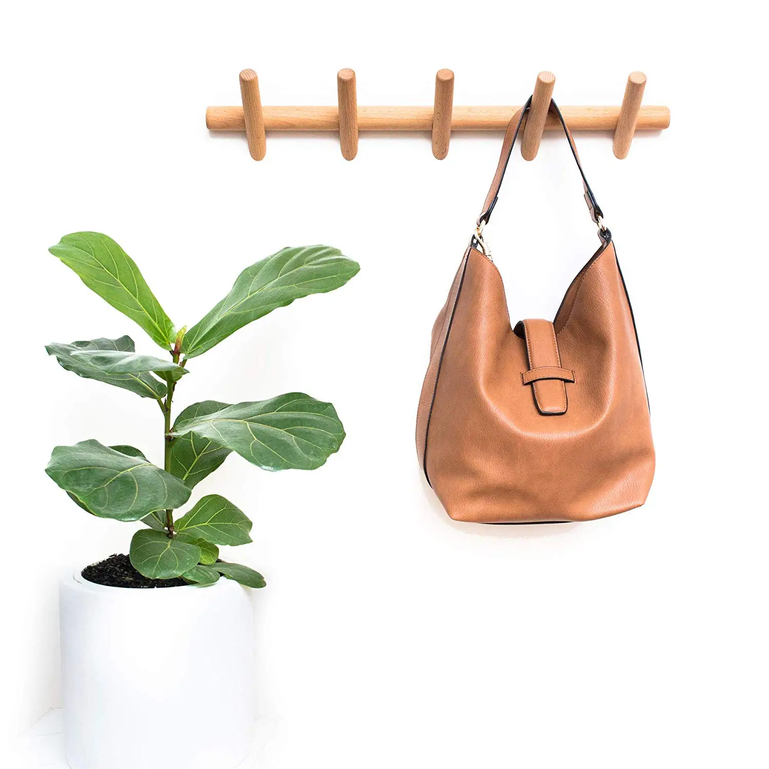 Wholesale Bamboo Wood Decorative Wall Mounted Hook Living Room Wardrobe Towel Coat Clothes Wall Hook