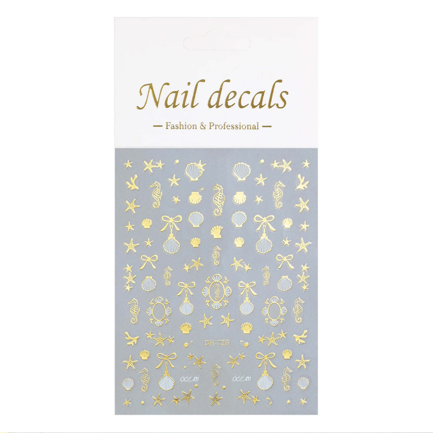 Customized Design laser Sticky Type Pixel Ultra Thin Waterslide shell Gold Silver Series Young Girl Style 5D Nail Stickers