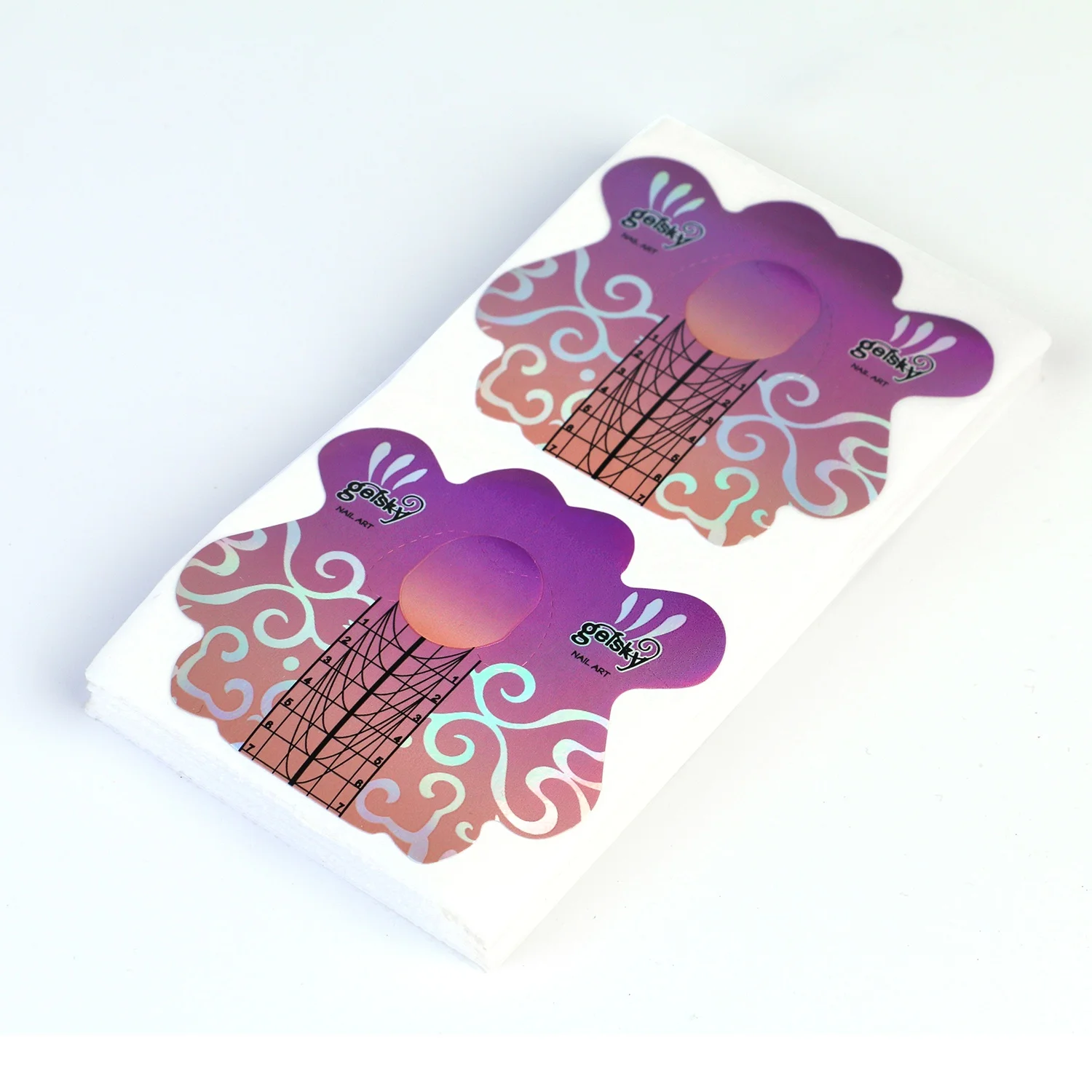 Gelsky Holographic Effect Acrylic Nail Forms Cut Into Slices 150Pcs Box Packaging Xxl Nail Forms