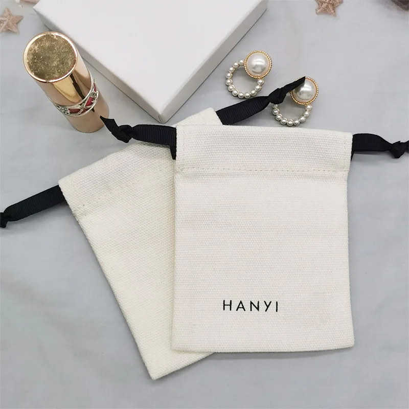 Custom Small Muslin Twill Organic Cotton Linen Drawstring dust Jewelry Bags Pouches Gift Bags