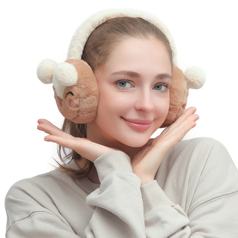 Наушники теплые с лисьим мехом, зимние меховые наушники, зимние аксессуары, наушники-грелки, Детская мультяшная повязка на голову