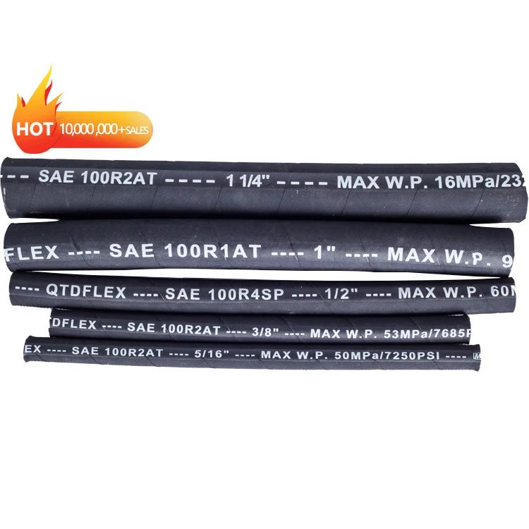 Custom 3/8 Flexible High Quality Steel Braided Synthetic Hydraulic Rubber Hose