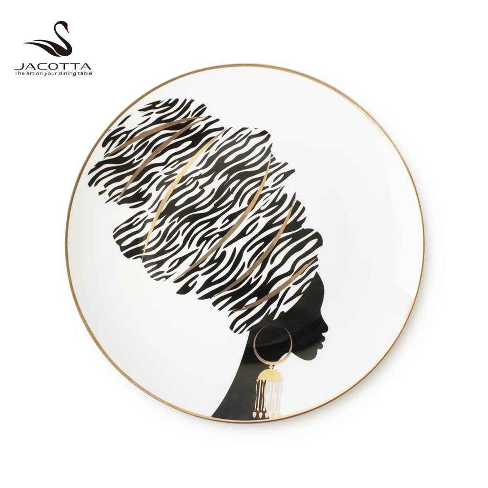 Black and white bone china plates  used for restaurant dishes ceramic plate