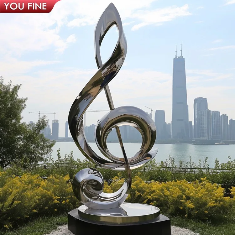Modern Street Outdoor Large Art Decorative Stainless Steel Music Sculpture