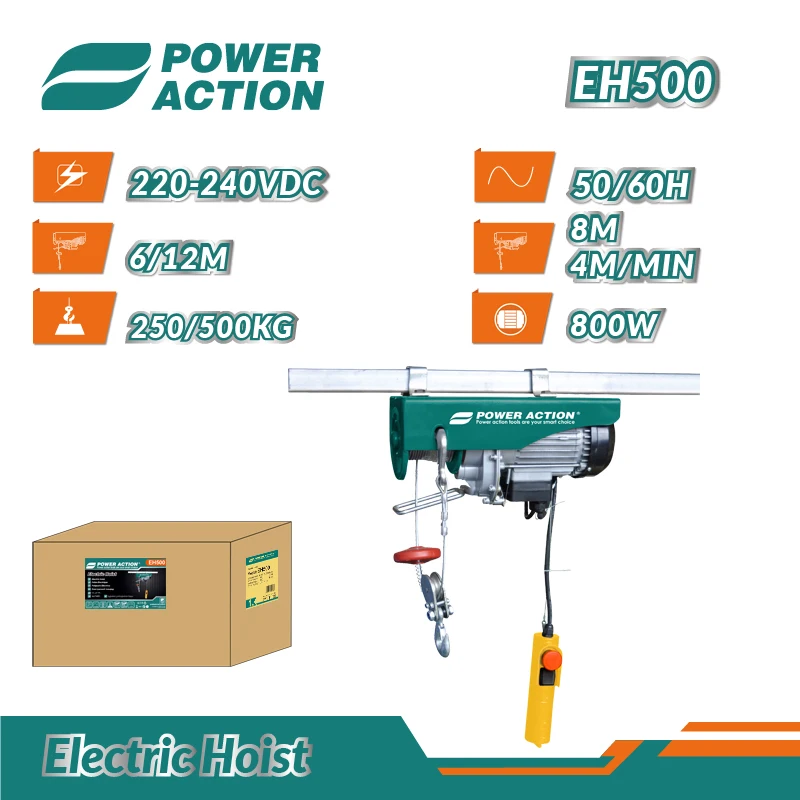 500kg Lifting Weight Electric Small Chain Hoist Crane with Emergency Stop Switch with Thermal Protection