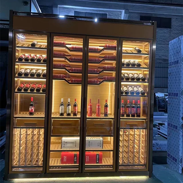 Luxury wine cabinet Stainless steel thermostat wine cabinet Red wine cabinets for bars and restaurants