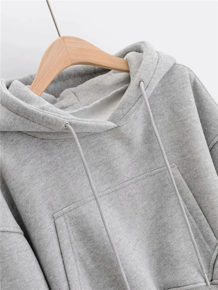 2020 Autumn Winter Jogger Jumper Gym Custom Workout Velvet 2 Piece Women Set Crop Top Oversize Hoodie Women Sweatshirt