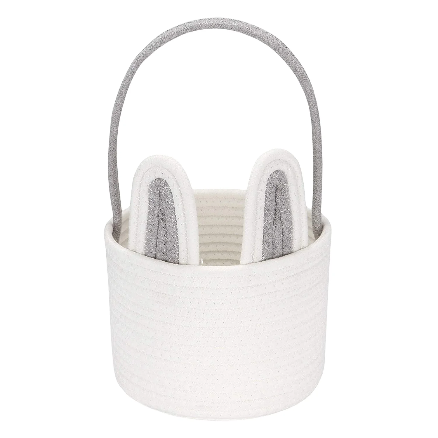 Cotton Rope Storage Basket  Bunny Ear Tote Bag for Eggs Portable Basket Candy Bag Kids Christmas gift bag