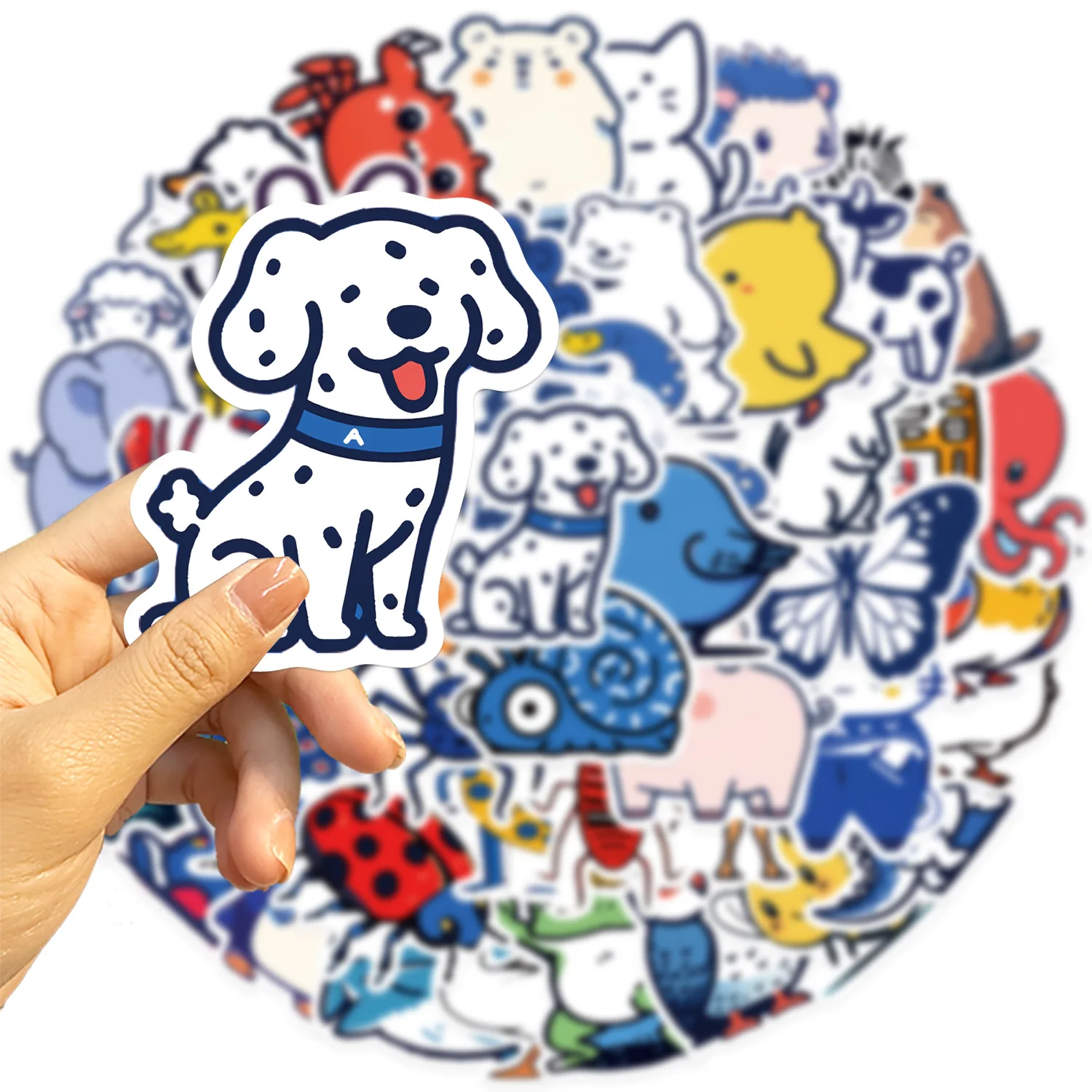 Ins cartoon animal sticker 50pcs custom cute company log pvc waterproof bottle sticker