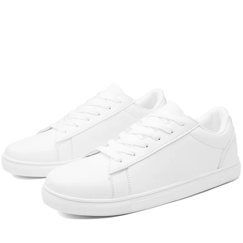 World- Win 2021 Blank Custom Logo Flat Leather Sneakers White Casual Shoes For Men