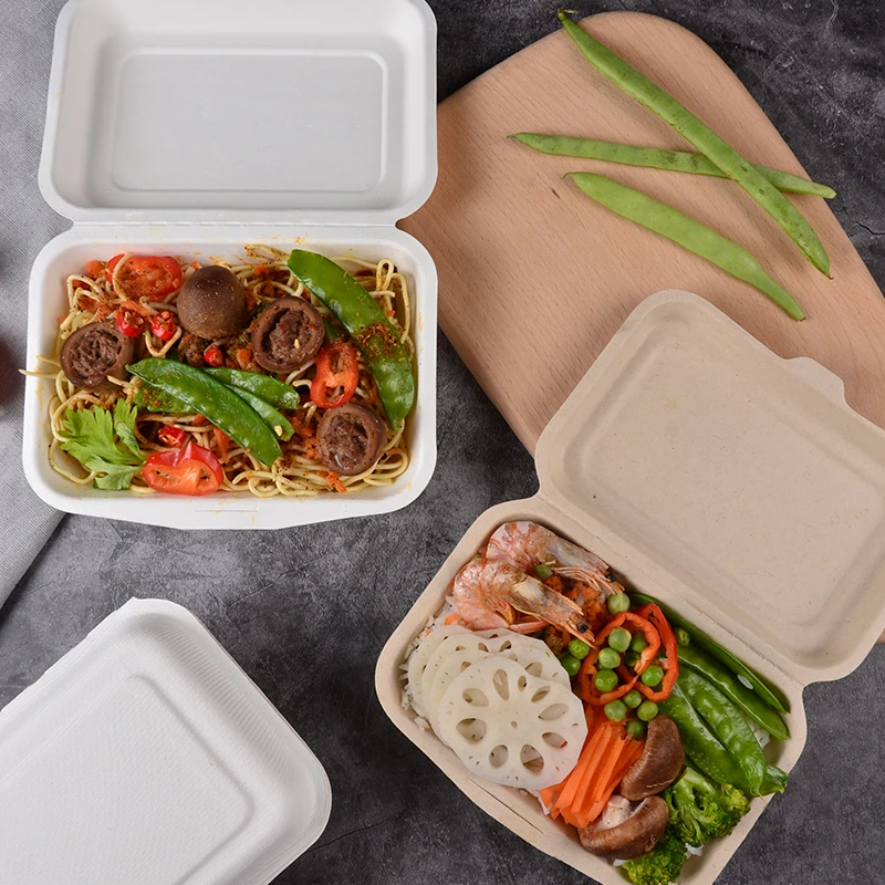 SenAng02  Sugarcane Pulp Lunch Box 6 Inch  Pulp Burger Cake Sandwich Box Food Storage Container Disposable Food Container