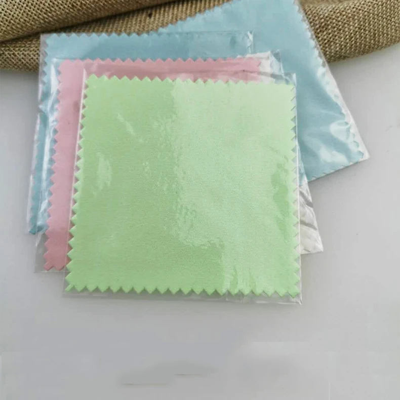 Custom Logo High Quality Silver Microfiber Polishing Pink White Green Cloth Jewelry Microfiber Jewelry Cleaning Polishing Cloth