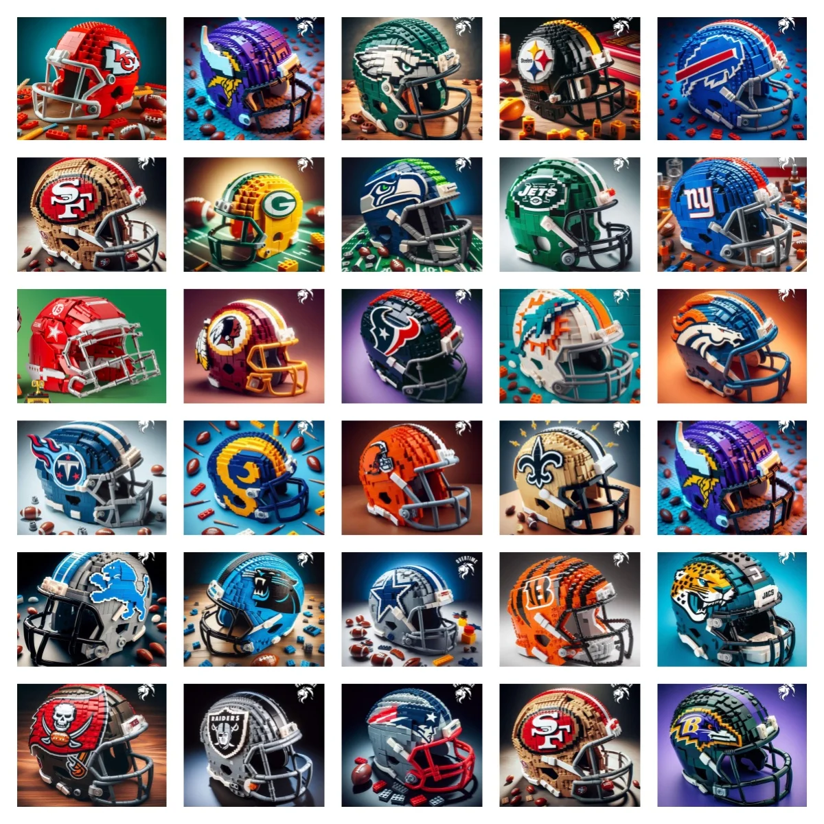 Jizai  New Design Rugby Helmet Bricks  Minnesota Vikings  3d Moc Football Helmet Custom Blocks