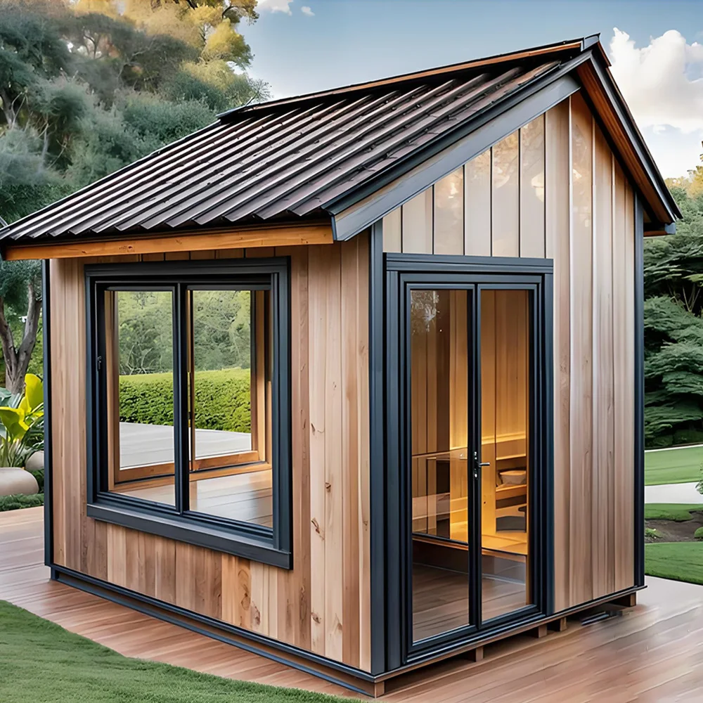 State-of-the-Art Panoramic Glass Sauna 4-Person, Cutting-Edge Design, Redwood & Control Panel, Factory Price