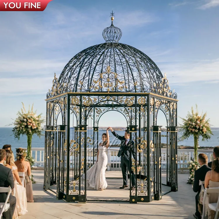 Outdoor Event Used Round Metal Decorated Wrought  Iron Gazebo