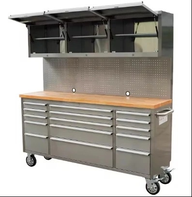 7218 Garage Stainless Steel Tool Cabinet 4 Castes 15 Drawers + 3 storage Mobile Tool box
