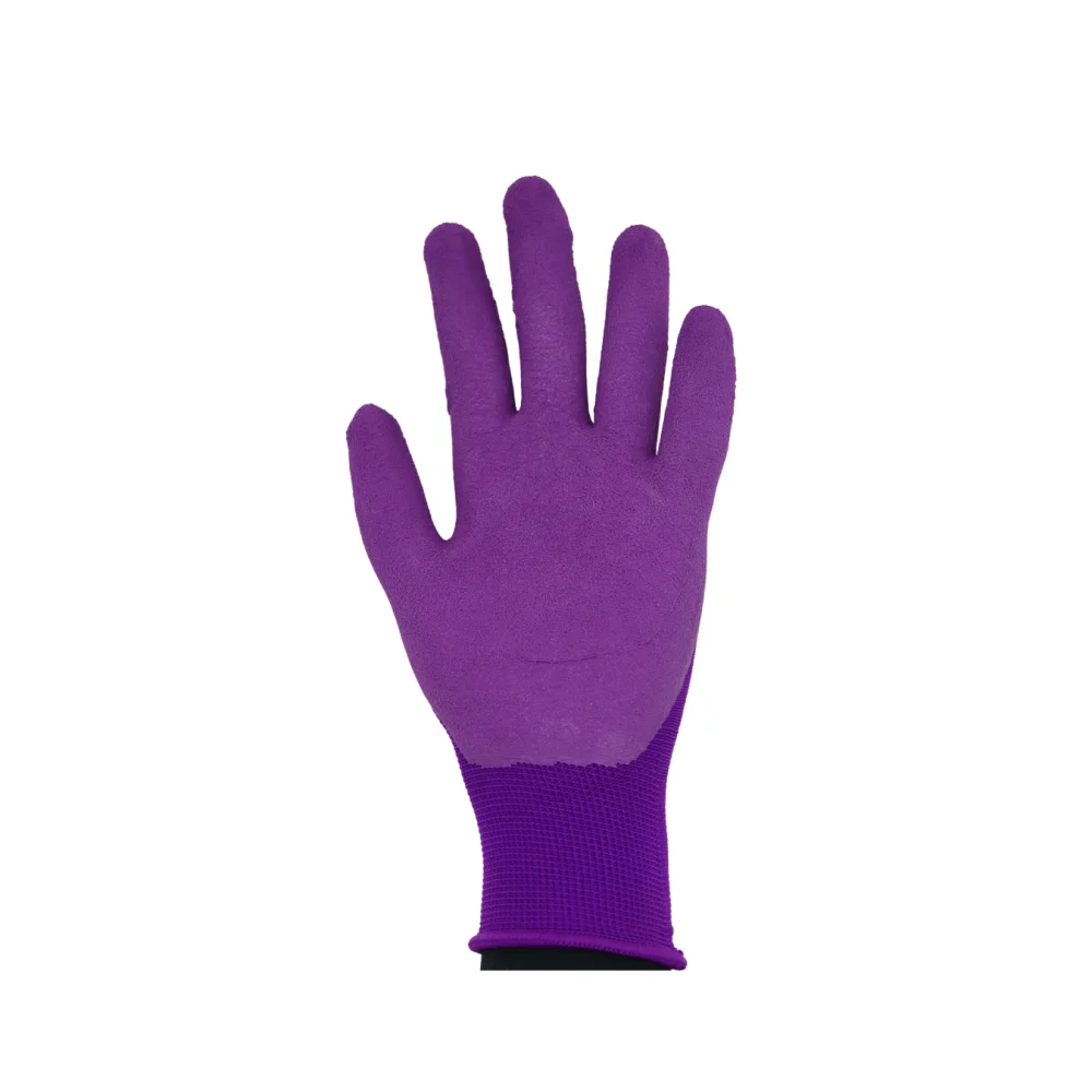 Crinkle Latex Covered Half Leather Purple Knitting Machines Cotton Work Customized Cut-Resistant Gloves Plain Wrist
