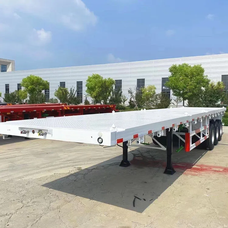 2024 H-star Factory Price 3 Axle 40Ft 20ft Flat Truck Trailer For Logistics Transportation 40 Ton Flatbed Semi Trailer For Sale