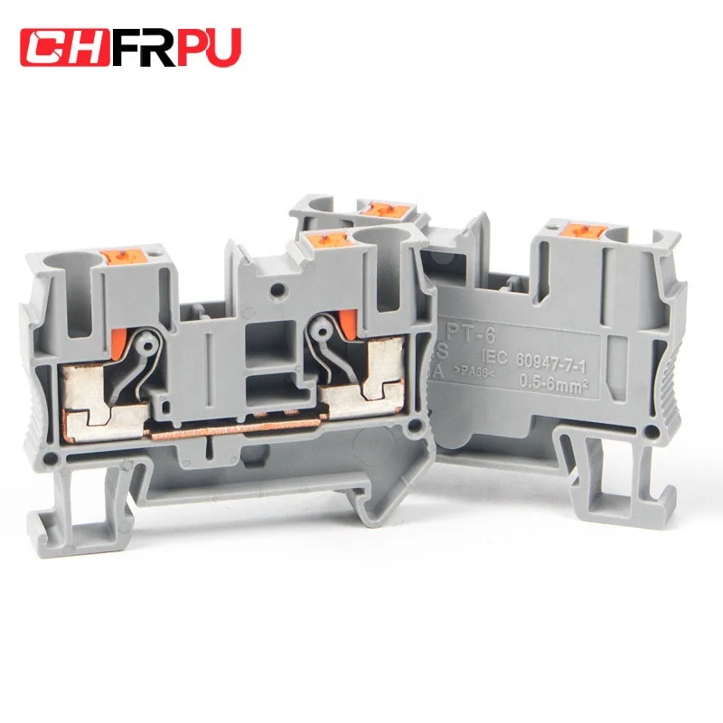 CHFRPU PT6 6mm2 Combined DIN rail Plug-in Spring Terminal Block