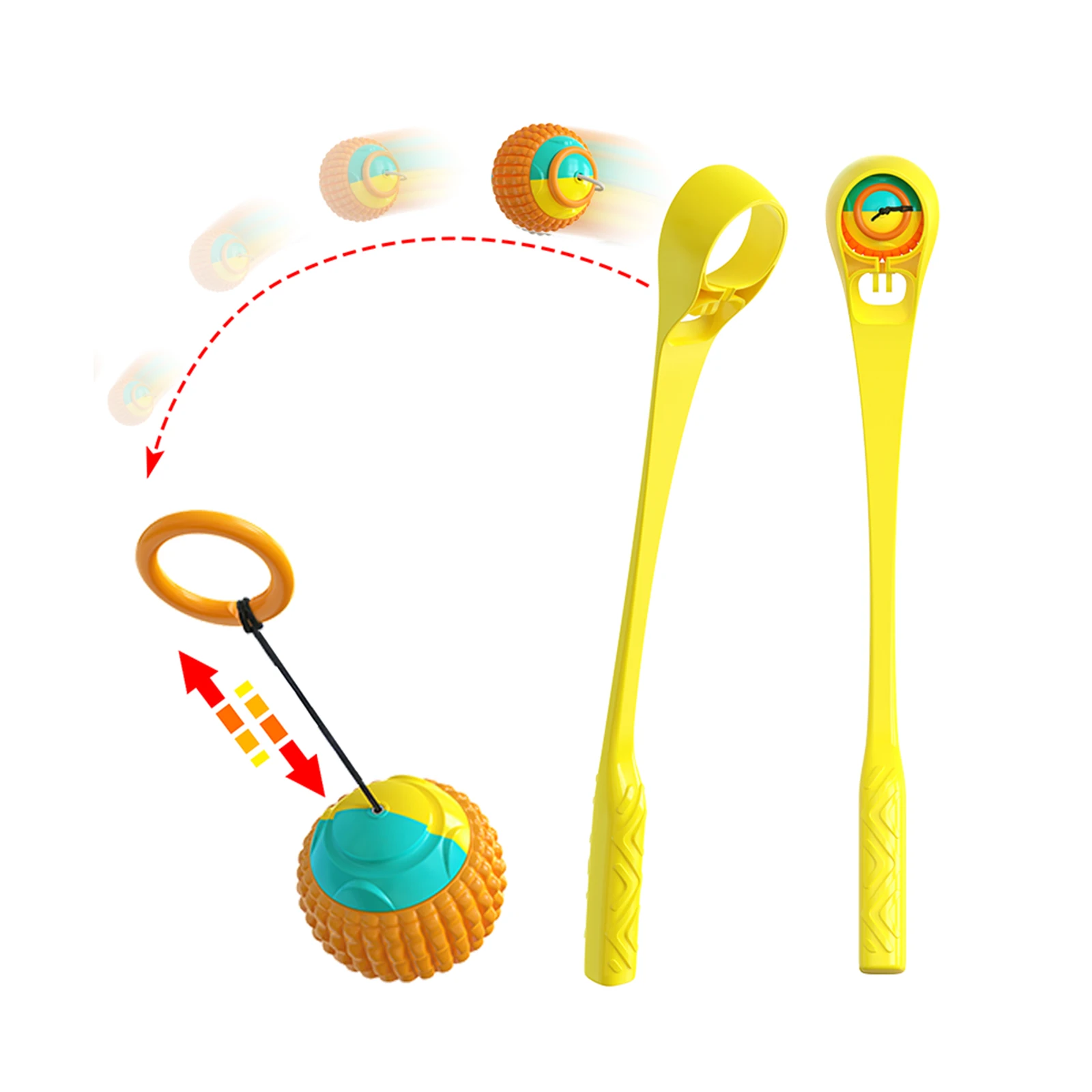 Pet Toys Dog Throwing Stick With Drawstring Ball Outdoor Training Pet Interactive Ball Launcher Toy